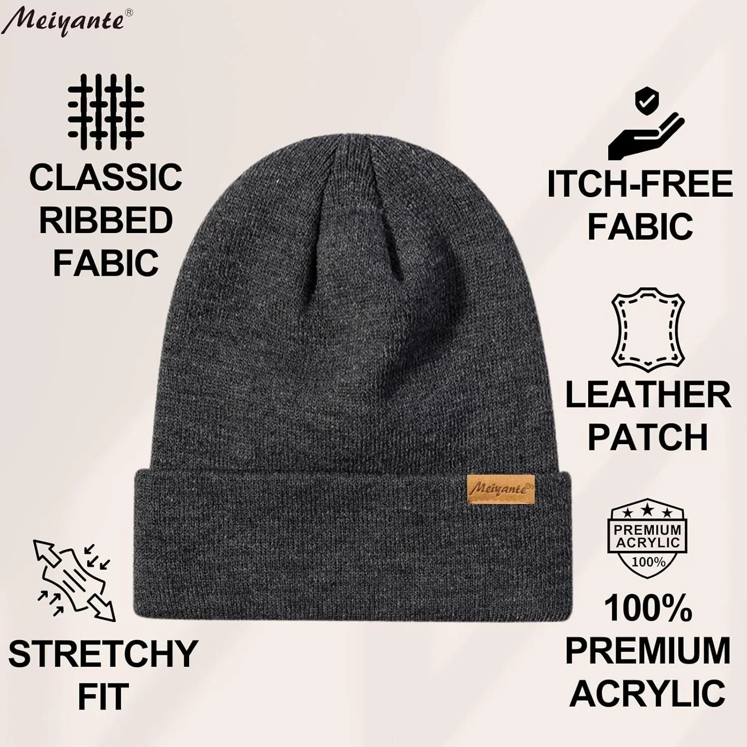 Beanie Hats for Men & Women - Warm Stocking Caps for Men & Women, Cuffed Knit Thermal Hats, Gift for Him & Her