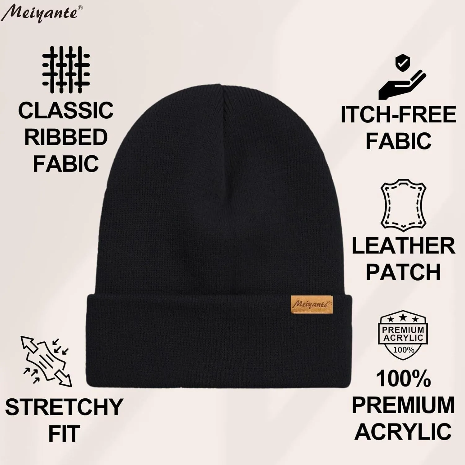 Beanie Hats for Men & Women - Warm Stocking Caps for Men & Women, Cuffed Knit Thermal Hats, Gift for Him & Her