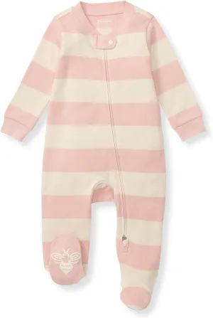 Burt's Bees Baby Girls' Organic Cotton Sleep and Play Footed Pajamas, One-piece Zip Front Romper, Baby Essentials