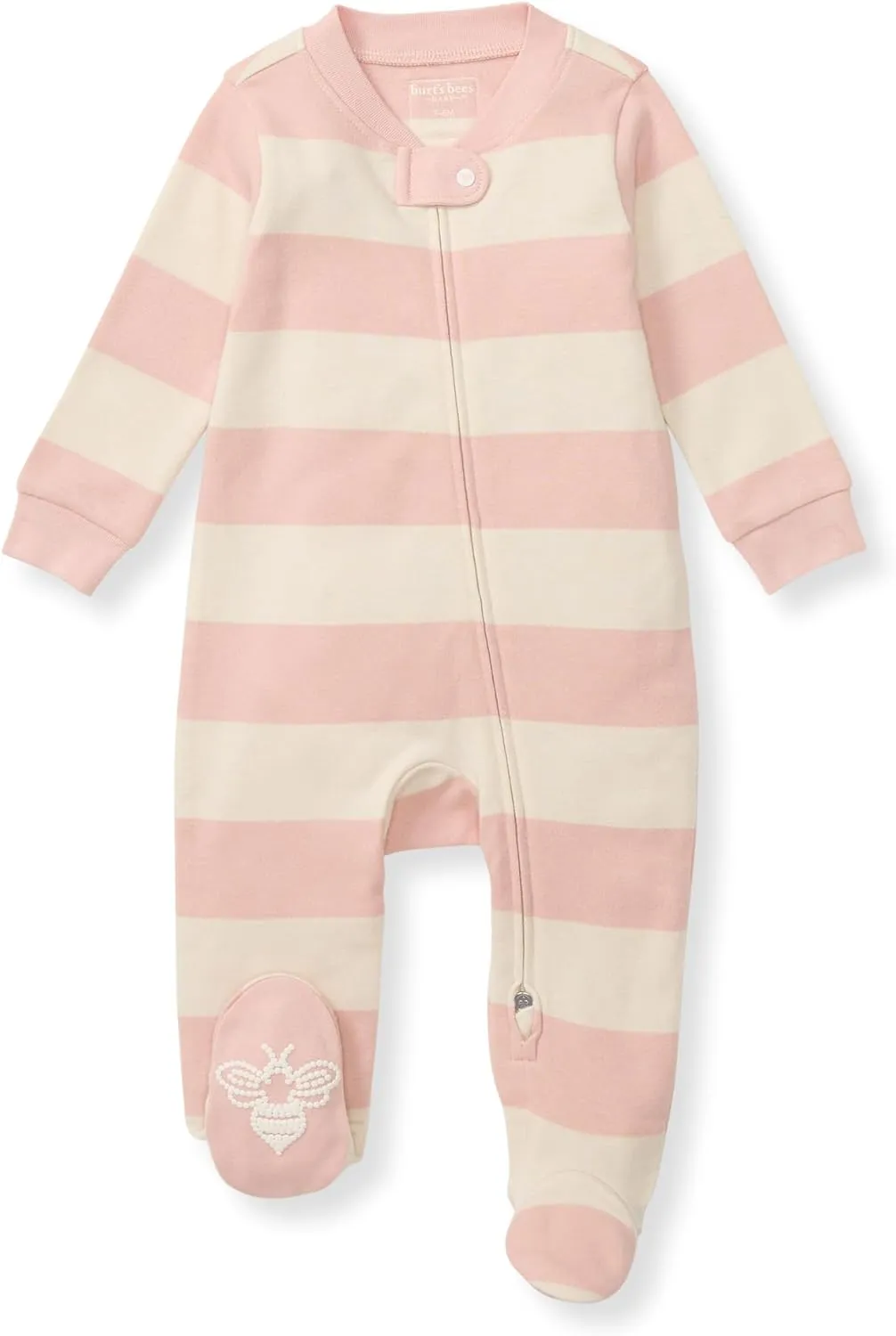 Burt's Bees Baby Girls' Organic Cotton Sleep and Play Footed Pajamas, One-piece Zip Front Romper, Baby Essentials