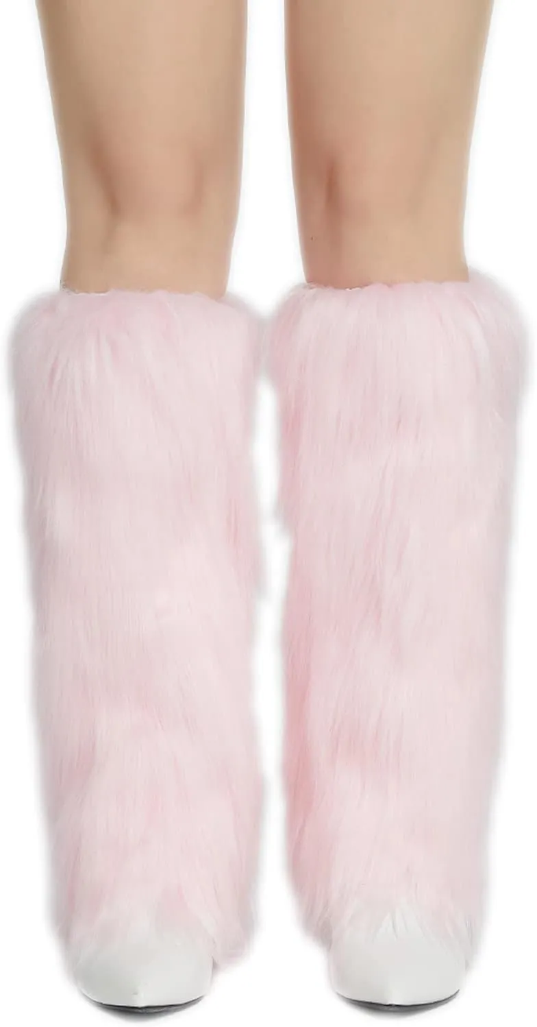 Faux Fur Leg Warmers for Women, Fluffy Boot Cuffs Covers for Halloween, Christmas,Furry Costume Cute Cosplay