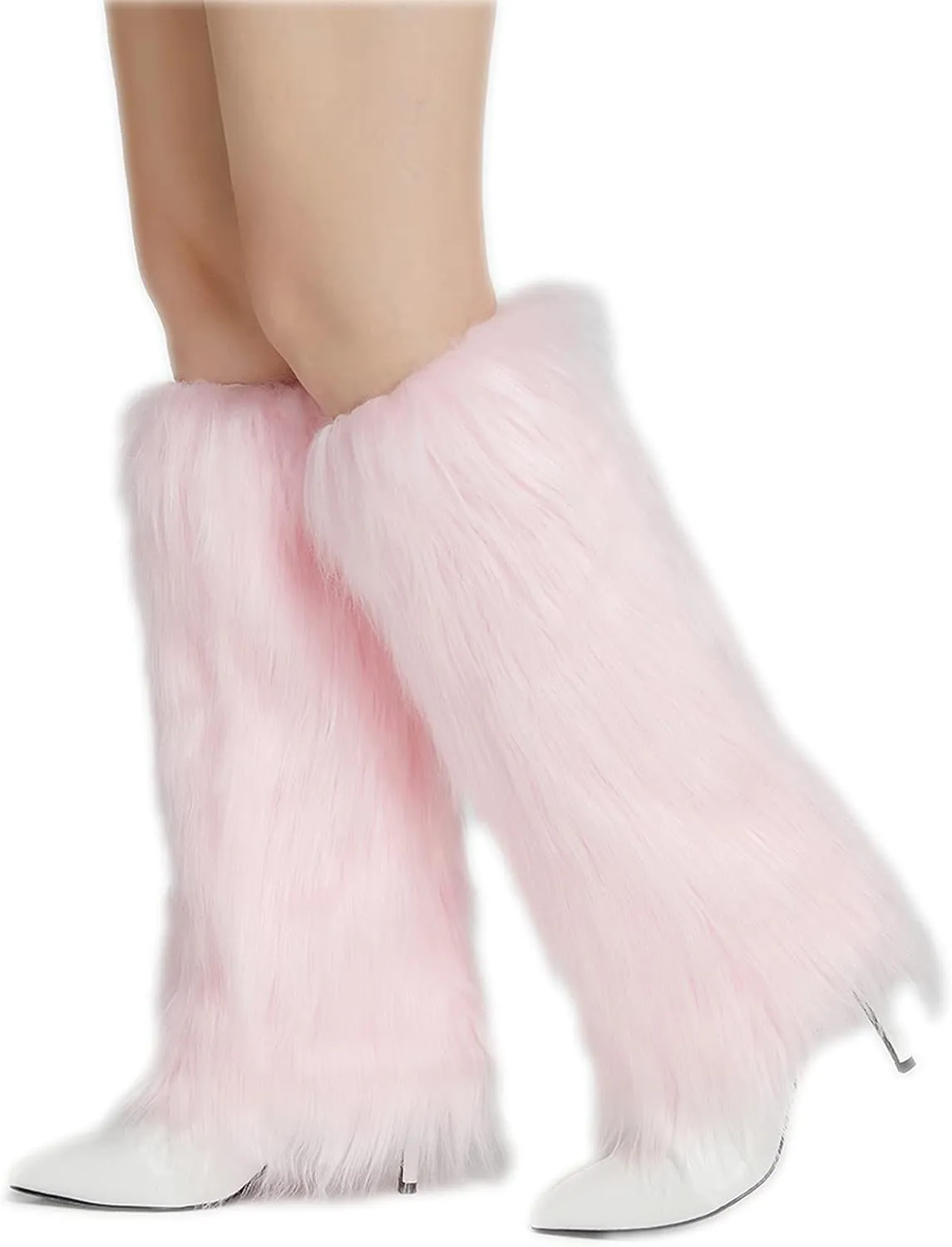 Faux Fur Leg Warmers for Women, Fluffy Boot Cuffs Covers for Halloween, Christmas,Furry Costume Cute Cosplay
