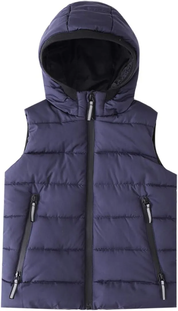 Hiheart Boys Girls Zip-up Fleece Lined Cotton Padded Vest with Hood