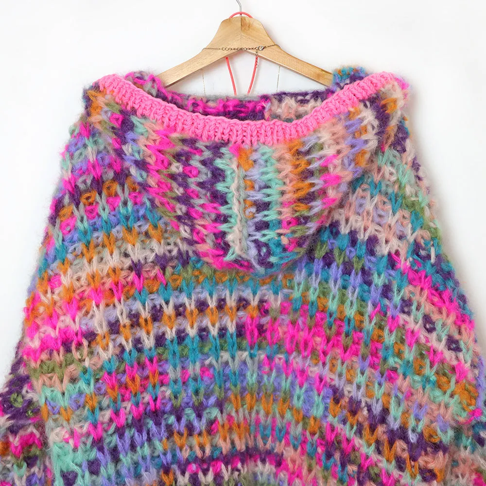Knitting Kit – MYPZ Chunky Mohair Rib Cardigan Confetti with hoodie No.12 (ENG-NL)
