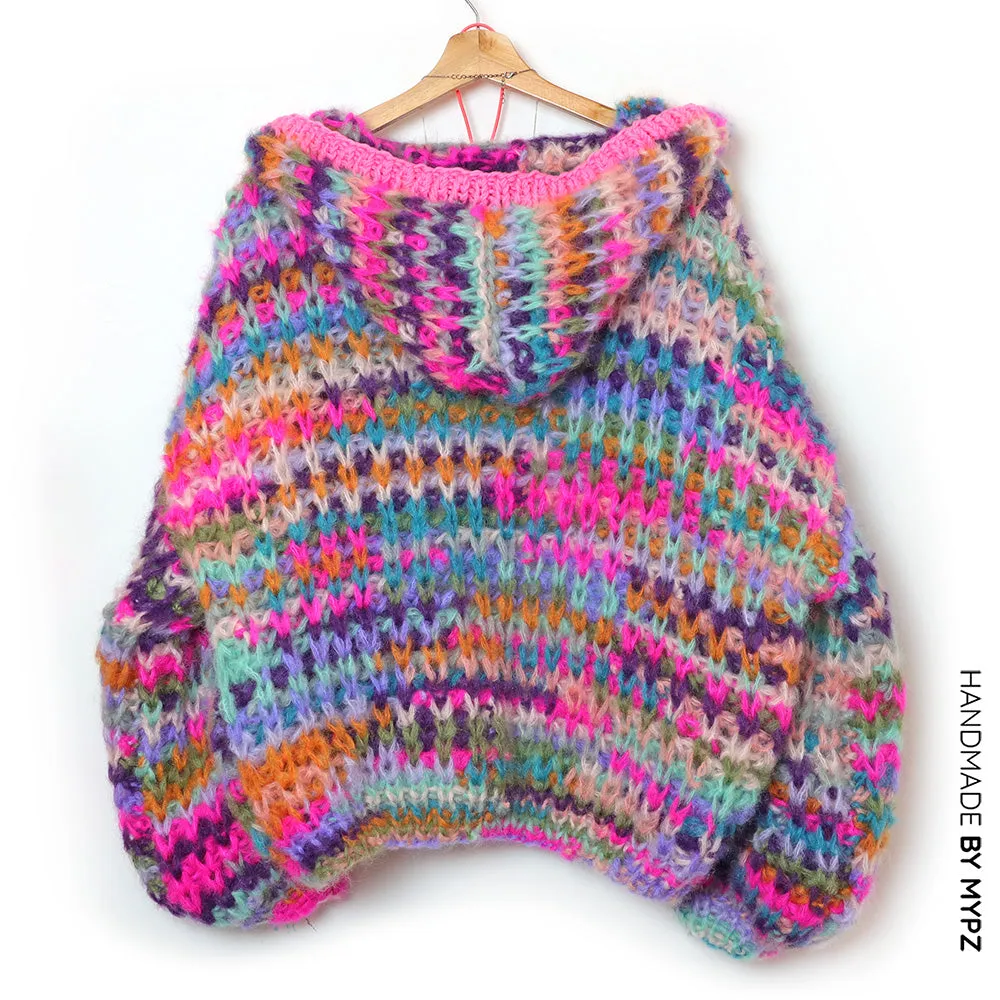 Knitting Kit – MYPZ Chunky Mohair Rib Cardigan Confetti with hoodie No.12 (ENG-NL)