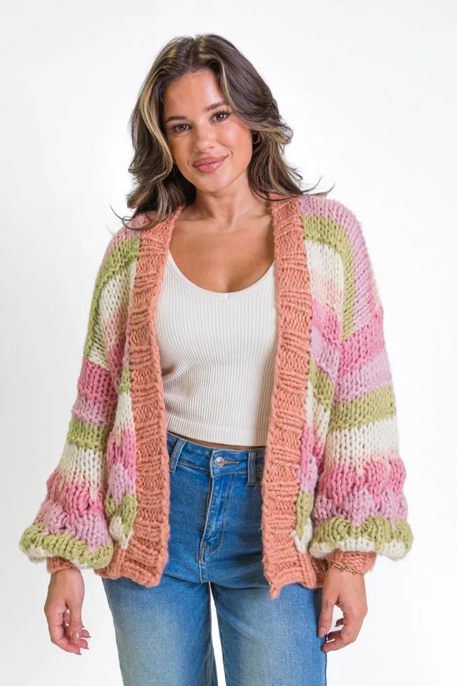 Lost In Your Love Pink Multi Stripe Chunky Cardigan SALE