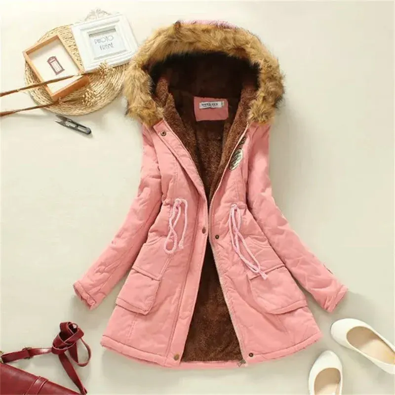 LVSANW Thick Warm Faux Fur Hooded Padded Coat 3XL Casual Slim Jacket Female Spring Autumn Winter Jacket Women Parkas Parka Mujer