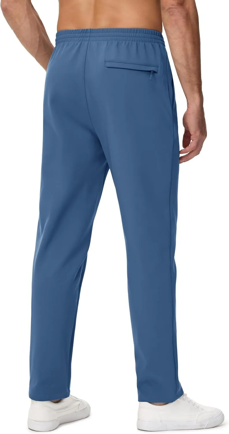 MAGCOMSEN Men's Fleece Lined Sweatpants with Zipper Pockets Athletic Workout Running Winter Water Resistant Pants