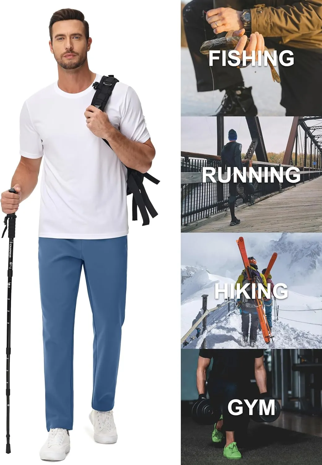 MAGCOMSEN Men's Fleece Lined Sweatpants with Zipper Pockets Athletic Workout Running Winter Water Resistant Pants