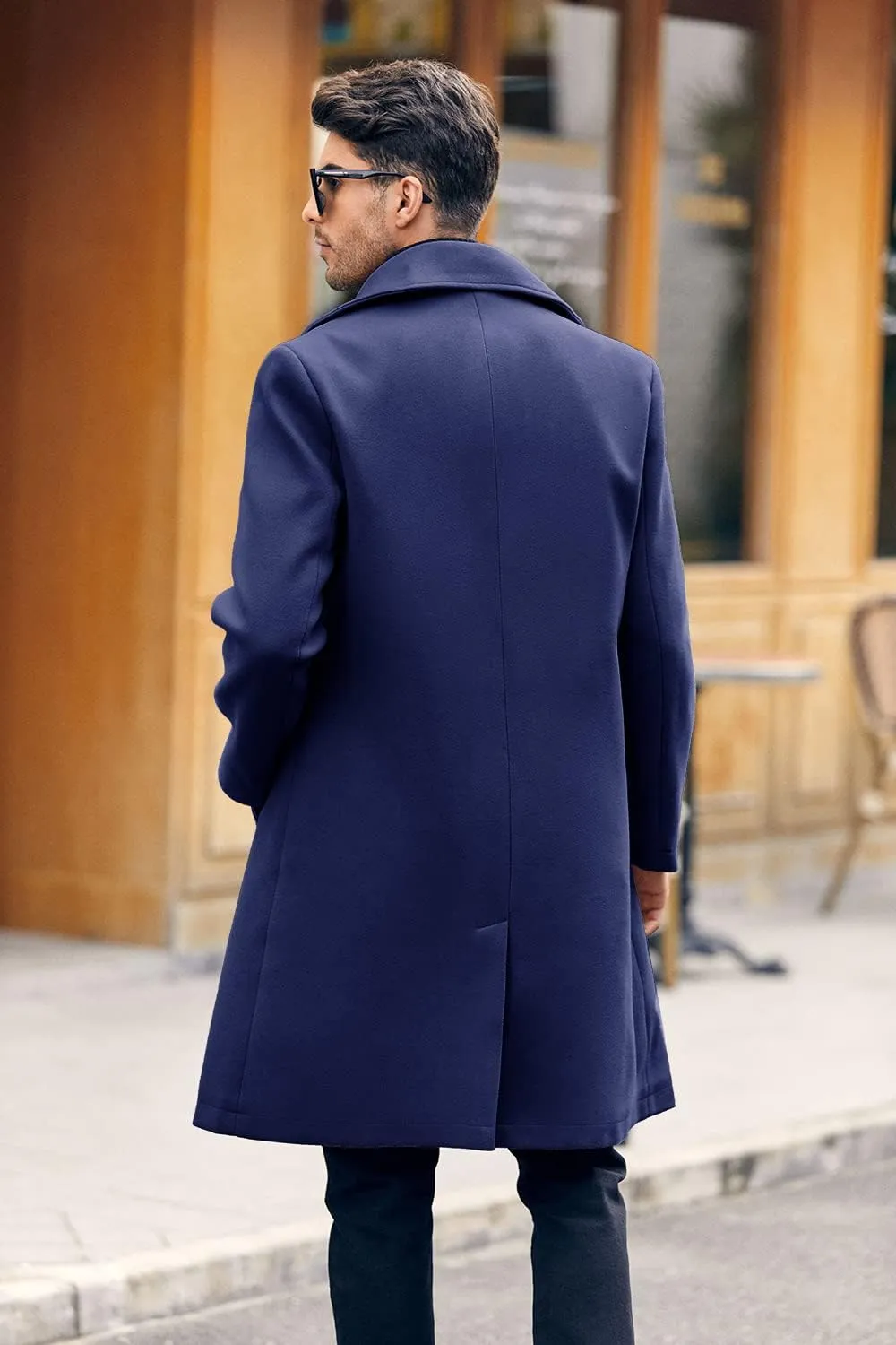 Makkrom Mens Double Breasted Trench Coat Casual Lapel Collar Business Winter Long Overcoats