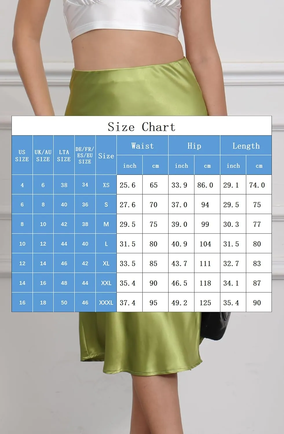 Mist Azur Women Silky Satin Side Split Skirt High Waist Elastic Elegant A Line Midi Skirts for Women