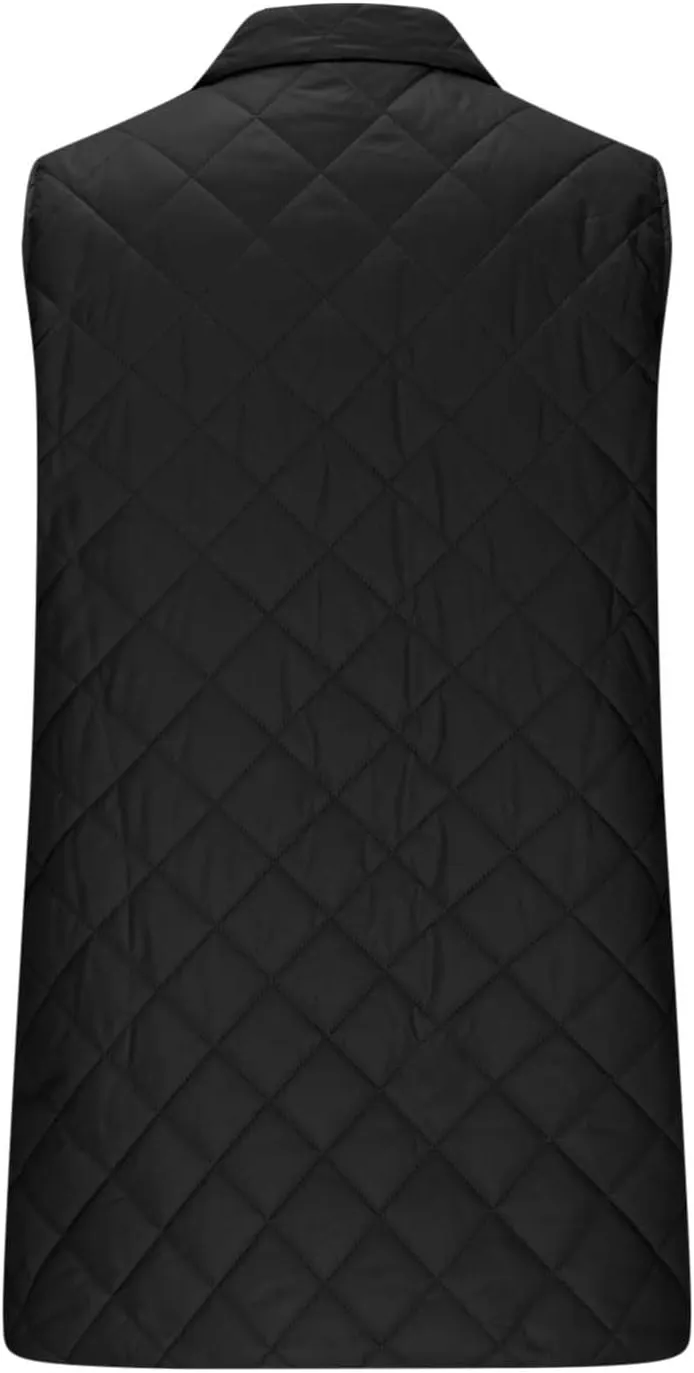 Puffer Vest for Women 2024 Winter Quilted Padded Warm Coat Stand Collar Full Zip Sleeveless Bubble Jacket Outwear