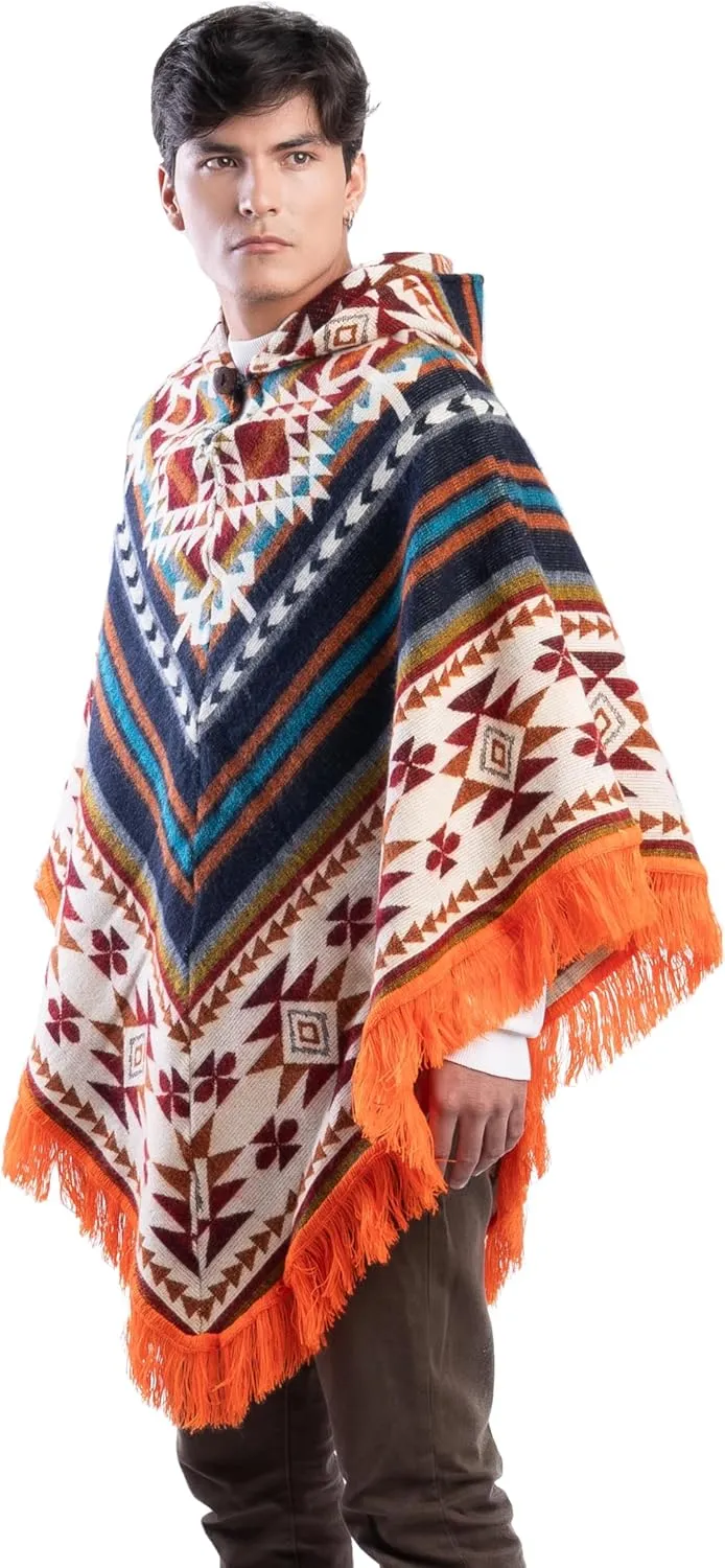 QISU Alpaca Wool Poncho, Handmade in Ecuador, Thick, Warm and Alpaca Wool Poncho, Lightweight and Soft