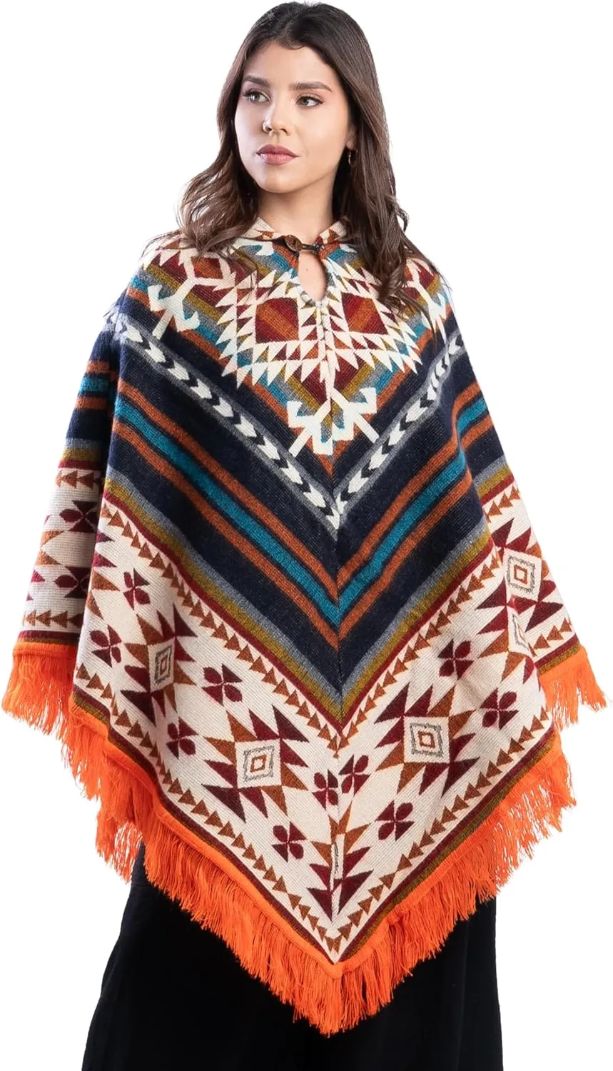 QISU Alpaca Wool Poncho, Handmade in Ecuador, Thick, Warm and Alpaca Wool Poncho, Lightweight and Soft