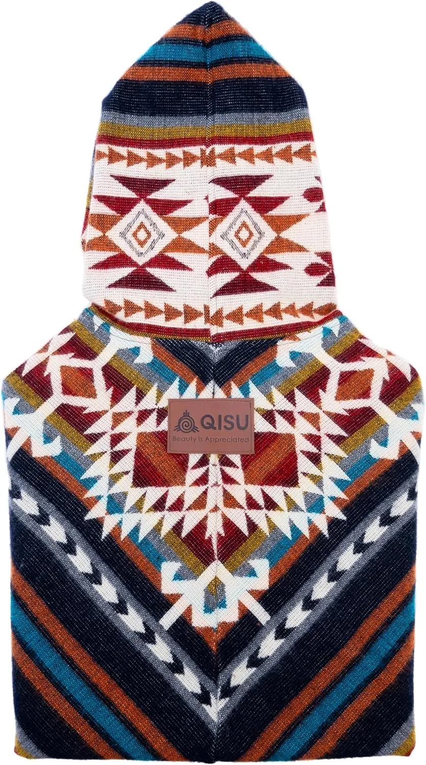 QISU Alpaca Wool Poncho, Handmade in Ecuador, Thick, Warm and Alpaca Wool Poncho, Lightweight and Soft