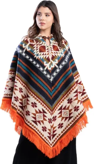 QISU Alpaca Wool Poncho, Handmade in Ecuador, Thick, Warm and Alpaca Wool Poncho, Lightweight and Soft