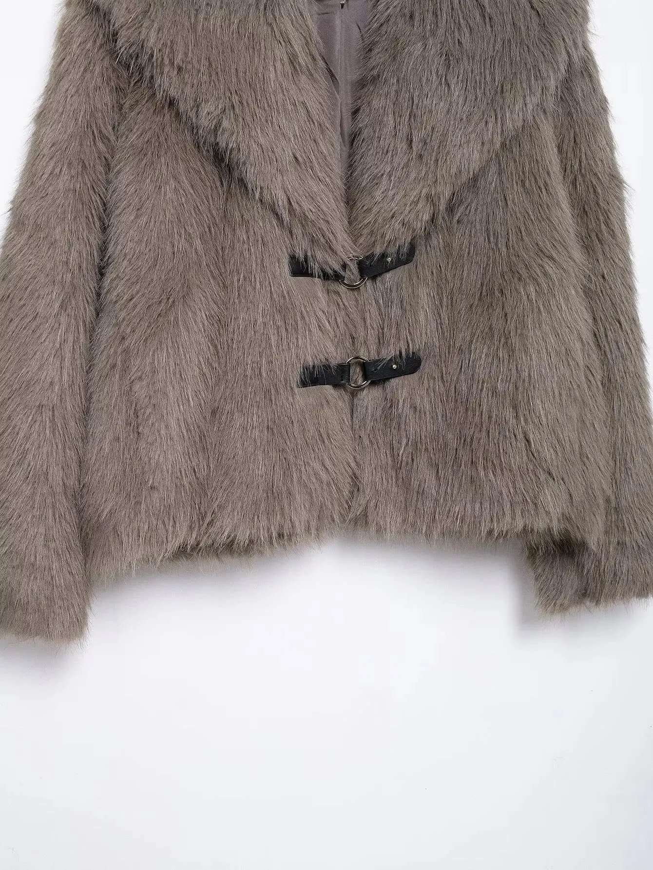 TRAFZA Frauen Elegante Faux Pelz Winter Mantel Solide Drehen Unten Kragen Mit Langen Ärmeln Dicke Mäntel Frau Lange Hülse Lose Warme Jacke