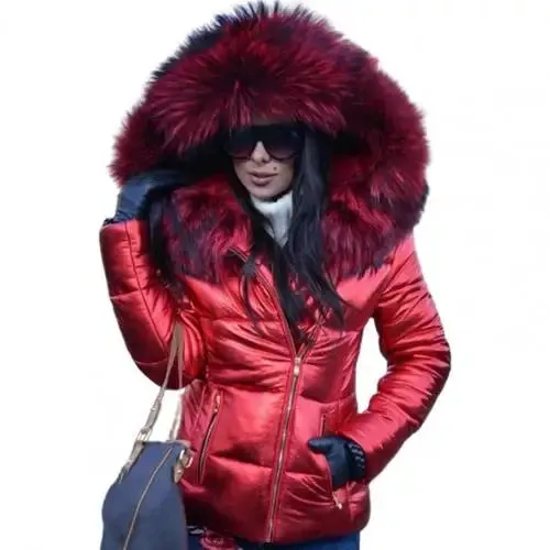 Women Faux Fur Jacket Hood Warm Coat Parka Keep Warm Coat  Autumn Winter Outerwear