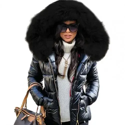Women Faux Fur Jacket Hood Warm Coat Parka Keep Warm Coat  Autumn Winter Outerwear