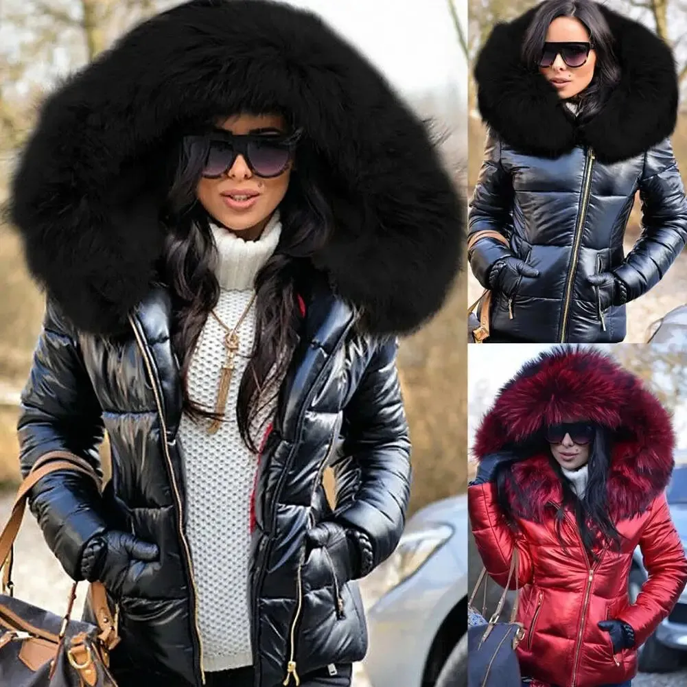 Women Faux Fur Jacket Hood Warm Coat Parka Keep Warm Coat  Autumn Winter Outerwear