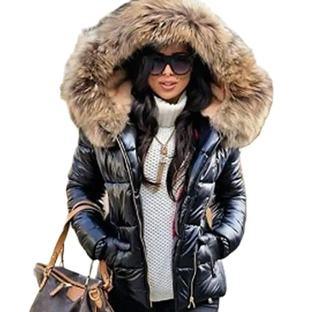 Women Faux Fur Jacket Hood Warm Coat Parka Keep Warm Coat  Autumn Winter Outerwear